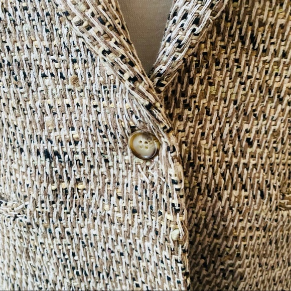 EMIL RUTENBERG vintage tan handwoven silk one button oversized blazer jacket M - Picture 6 of 13